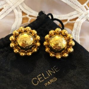 CELINE Vintage Gold Clip Earrings